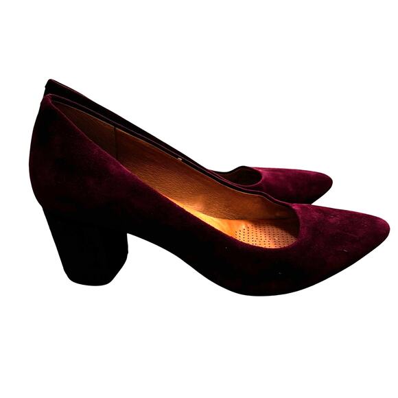 Corso Como PURPLE pumps 7M covered block heels pointy toes designer career - Picture 2 of 10